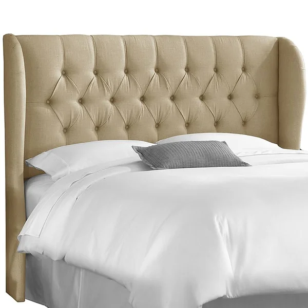 Skyline Furniture Tufted Wingback Upholstered Headboard - California King, Sandstone Linen