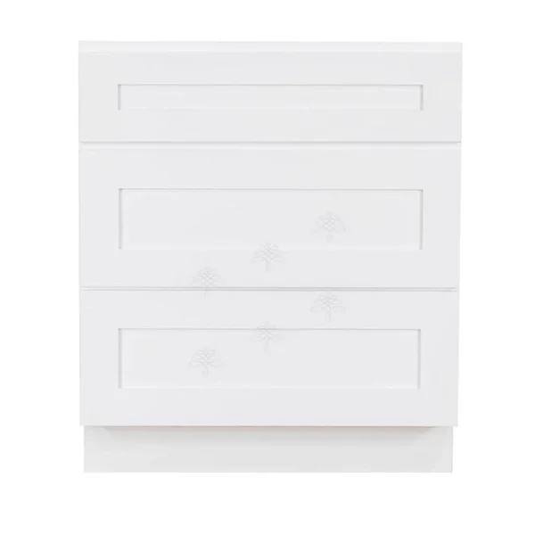 Lifeart Cabinetry Lancaster Shaker Assembled 18x34.5x24 in. Base Cabinet with 3-Drawer in White - Shaker White