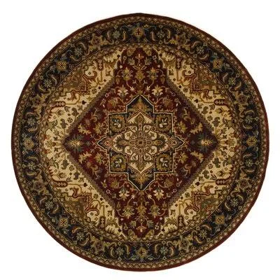Astoria Grand Carnasheeran Hand-Tufted Wool Black/Red Area Rug - Size: Round 8&