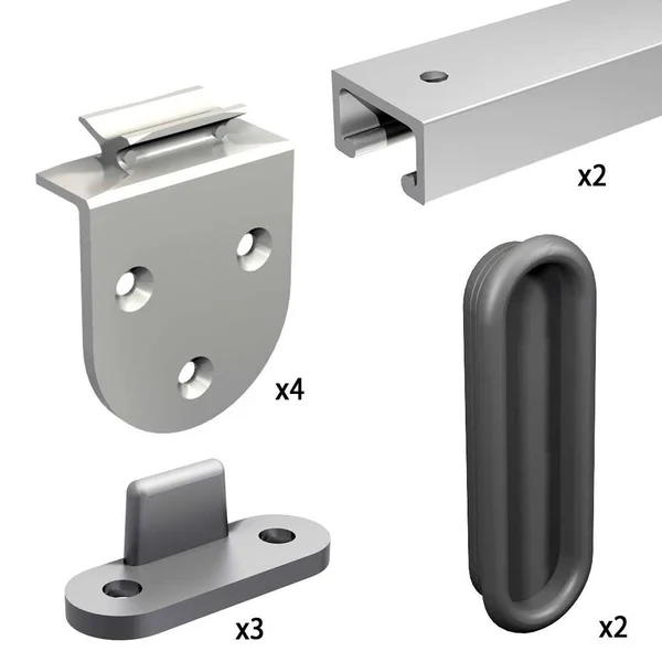 SLID&UP 1900 - Sliding Cabinet Door Hardware Kit - 2x59-inch Tracks for 2 Bypass Cabinet Doors Up to 13lbs Each