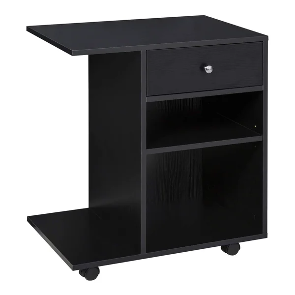Vinsetto Printer Table Desk, Rolling Cart Stand with Wheels, Adjustable Shelf, Drawer and CPU Stand - Black