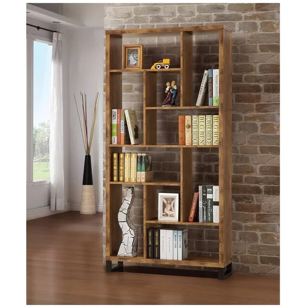 Sleek and Sophisticated Bookcase with Multiple Shelves, Brown