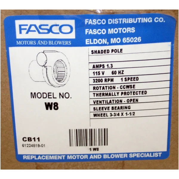Fasco W8 Water Heater Draft Inducer Motor for GSW 63172 7021-9756