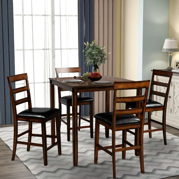 Brown 5-Piece Wooden Dining Room Set