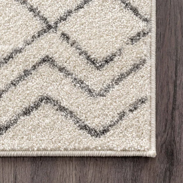 nuLOOM Gem Geometric Stripes Off White 5 ft. x 8 ft. Area Rug