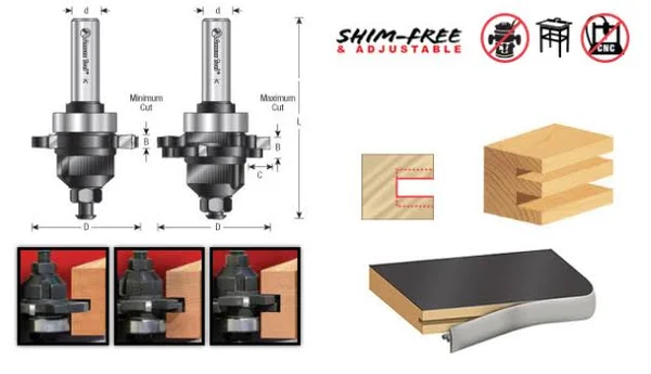 Amana 55500 E-Z Dial Slot Cutter 4 Wing x 2-1/8 Dia x 1/8-1/4 x 1/2 inch Shank