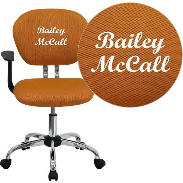 Flash Furniture Personalized Mid-Back Mesh Swivel Task Chair with Chrome Base and Arms, Orange
