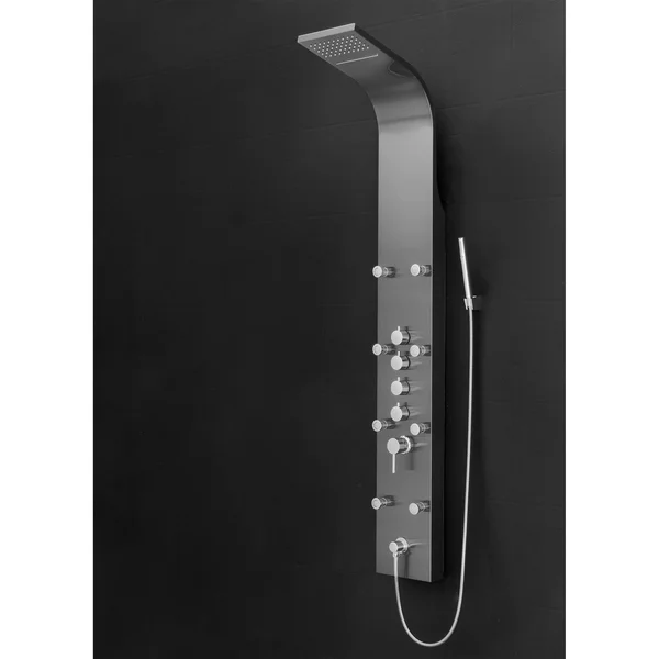 AKDY sp0057 65 in. 8-Jet Shower Panel System in Space Gray Brushed Stainless Steel - Black