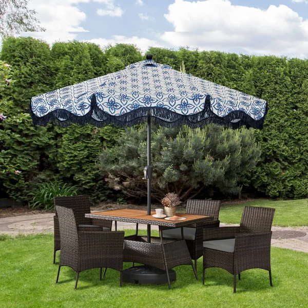 Peaktop - 5 Pieces Patio Dining Set with Cushion and Armchair - Brown