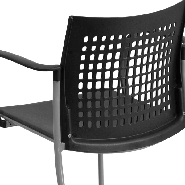 Hercules Series 551 lb. Capacity Black Stack Chair with Air-Vent Back and Arms, Flash Furniture