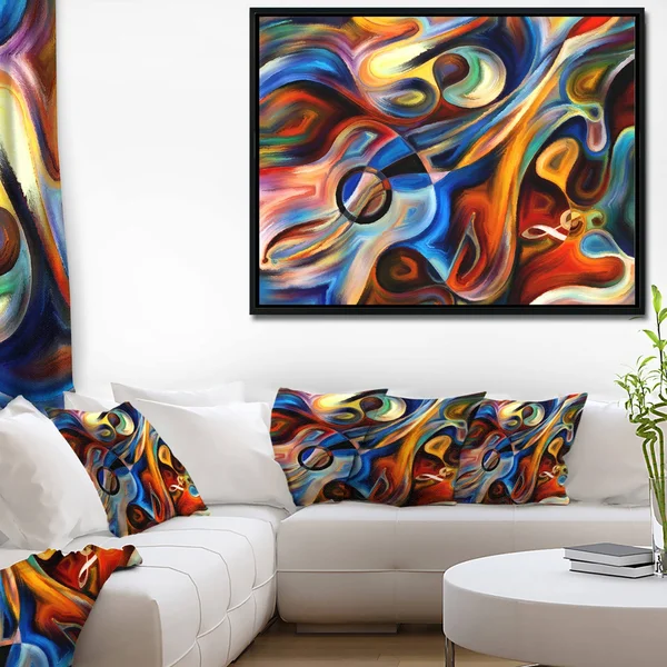 Designart & Abstract Music and Rhythm & Abstract Framed Canvas Art Print - Size: 34 inch x 18 inch