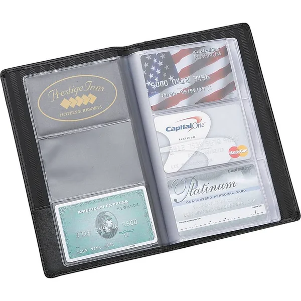 Royce 3-Up Leather Business Card File Black