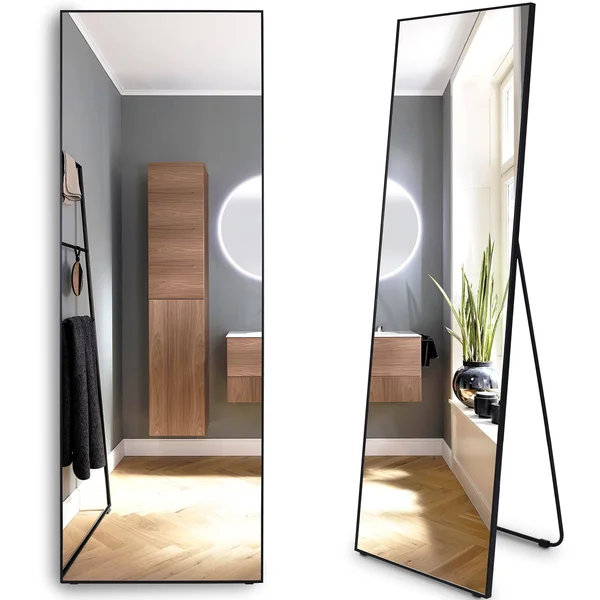 LVSOMT Full Length Floor Mirror - Free Standing Body Mirror, Wall Mounted Hanging Mirror, Large Dressing Mirror, Leaning Against