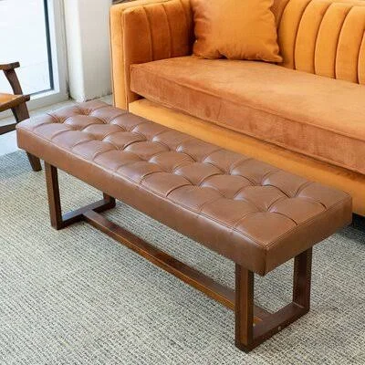 Bouton Genuine Leather Bench Trent Austin Design Color: Antique Tan