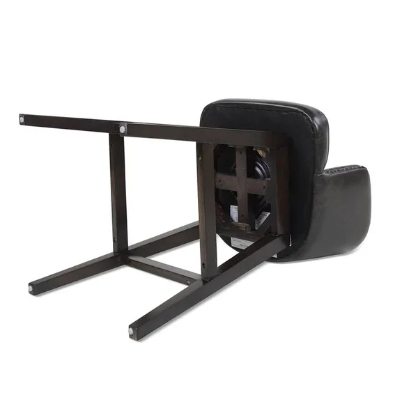 Jennifer Taylor Home Davidson 30x22 Faux Leather Swivel Low Back Bar Stool in Vintage Black
