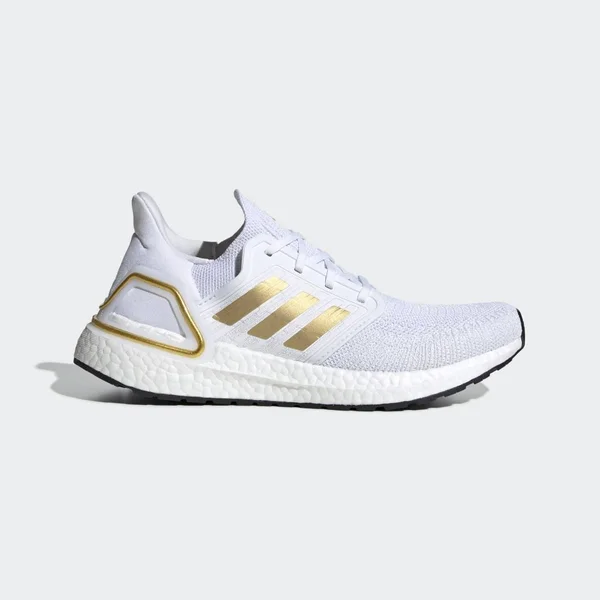 Adidas Women's Ultraboost 20 Shoes - Cloud White/ Gold Metallic - 6