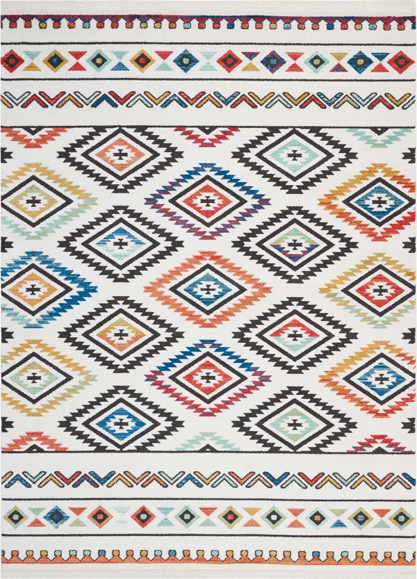 Nourison Navajo NAV06 2&2x22 x 7&9x22 Runner White Area Rug