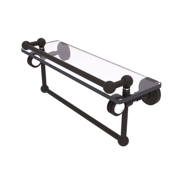 Pacific Grove Collection Glass Shelf with Gallery Rail and Towel Bar with Dotted Accents - Oil Rubbed Bronze, 16 inch