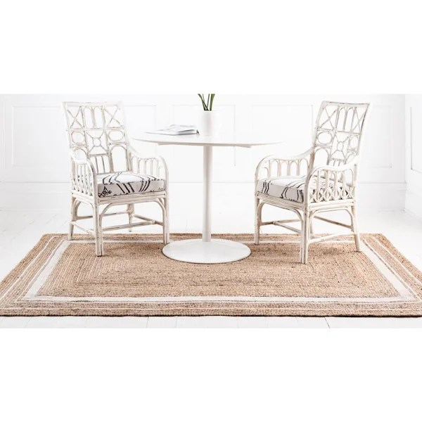 Unique Loom Gujarat Braided Jute Area Rug (5& x 8& - Natural/Ivory)