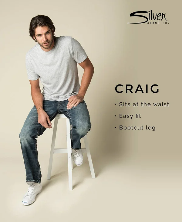 Men's Silver Jeans Craig