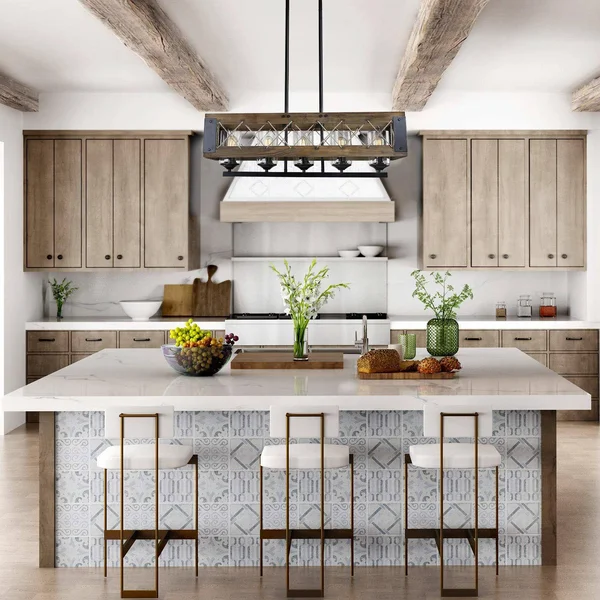 LNC Wood Kitchen Island Lighting 5-Light Pendant Lighting
