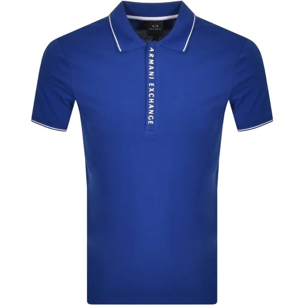 Armani Exchange Short Sleeved Polo T Shirt - Blue - Polo Shirts