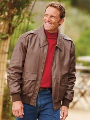 Blair Men's Aviator Leather Jacket, Cognac Brown L Regular