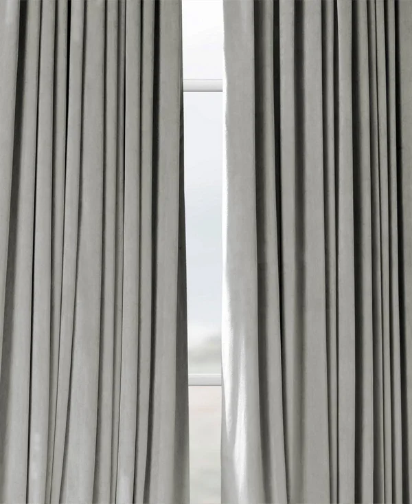 Exclusive Fabrics Signature Velvet Extra Wide Grommet Blackout Curtain (Silver Grey - 100 x 84)
