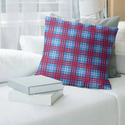 Square Pillow Cover & Insert East Urban Home Color: Light Blue/White/Red - Size: 18x22 x 18