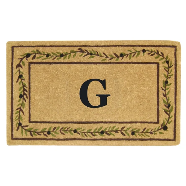 Heavy Duty 22x22 x 36x22 Coco Mat Olive Branch Border - Monogrammed G