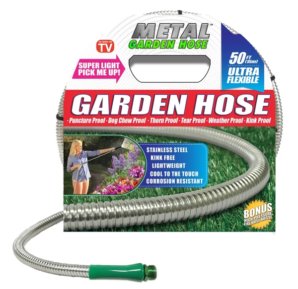 As Seen on TV 50 Stainless Steel Metal Garden Hose - Silver, 50&