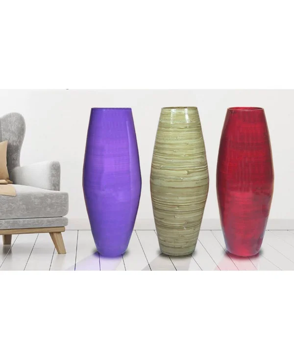 27.5x22 Tall Bamboo Floor Vases - Set of 3 Colors