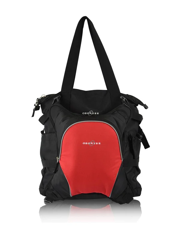 Obersee Innsbruck Diaper Bag Tote with Cooler - Black/Red