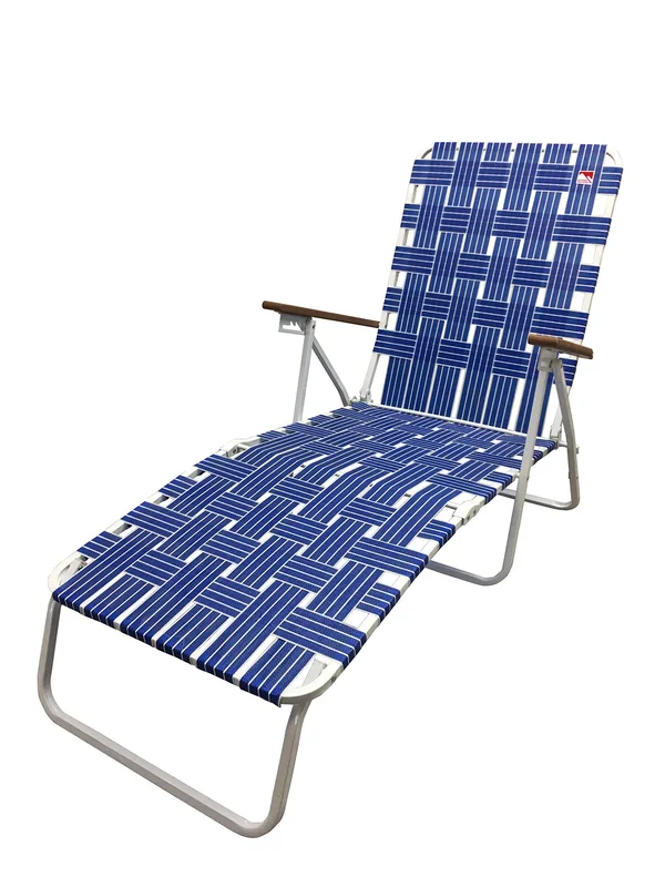 Outdoor Spectator Classic Webbed Blue Folding Chaise Lounger Camp/Lawn Chair