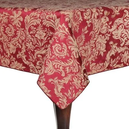 Ultimate Textile Miranda 60 x 120-Inch Rectangular Damask Tablecloth, Red