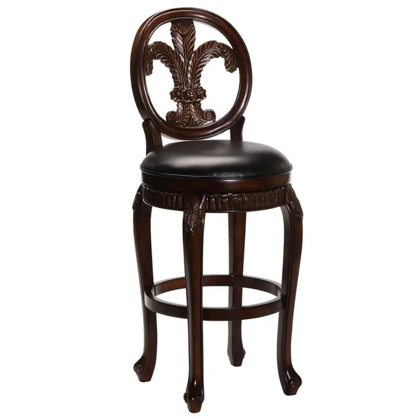 Bowery Hill 25x22 Leather Seat Counter Stool in Distressed Cherry and Black - BH-4752-9628
