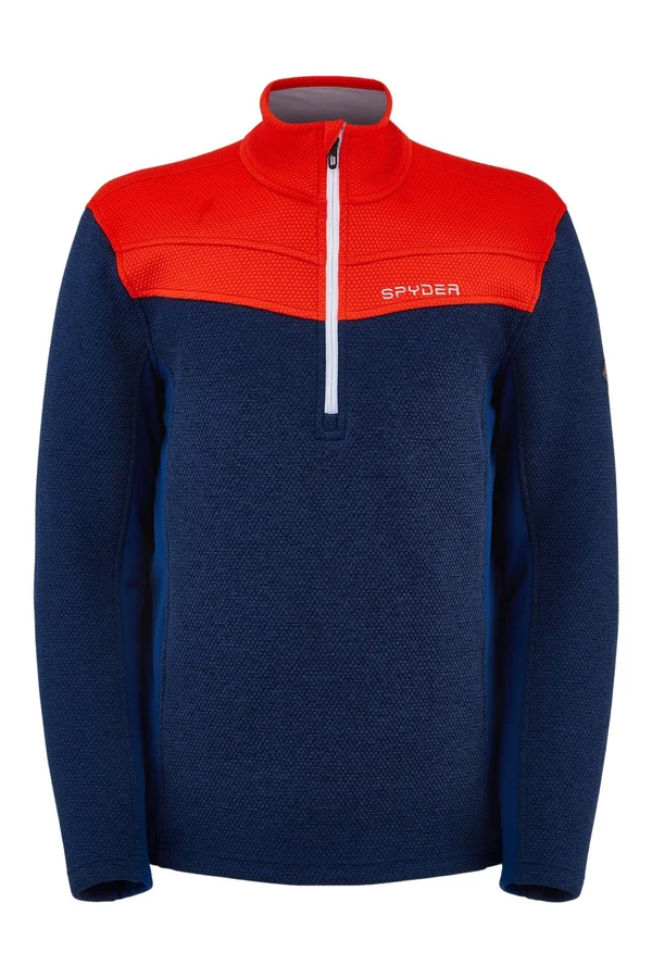 Spyder Men's Encore Half Zip Fleece Jacket - Medium - Abyss - Volcano