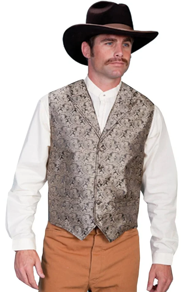 Scully Old West Vest Mens Paisley Formal Polyester RW093 Black