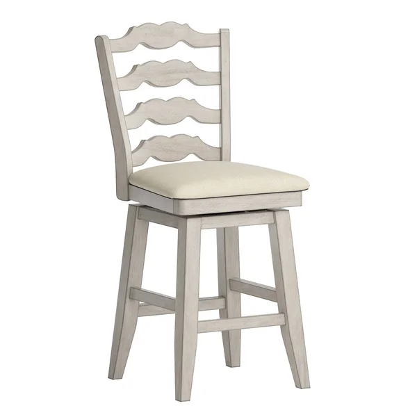 24x22 South Hill French Ladder Back Swivel Counter Height Barstool White - Inspire Q