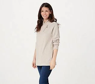 Susan Graver Weekend Heathered Brushed KnitPullover Top - Size X-Large, Heather Oatmeal