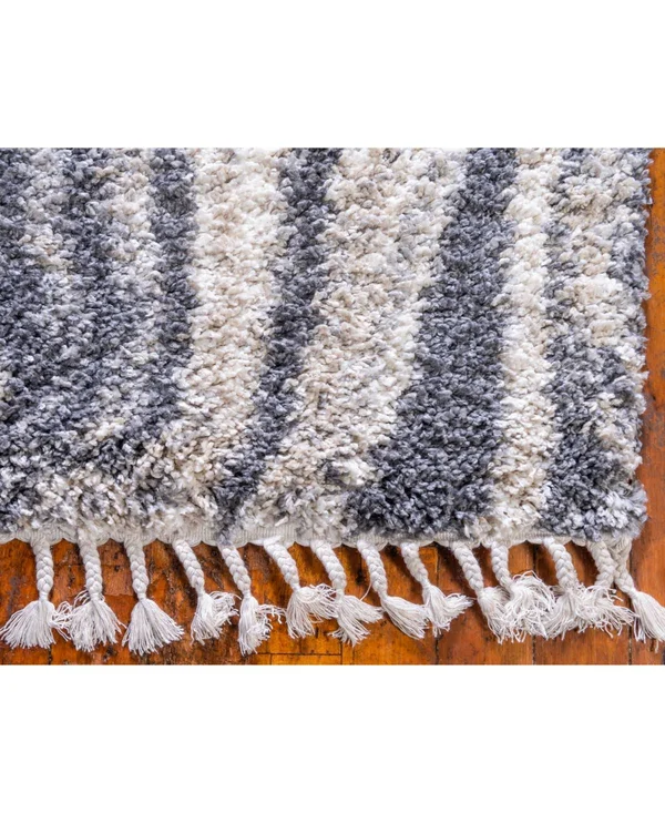 Unique Loom Hygge Shag Valley Gray 4 ft. x 6 ft. Area Rug