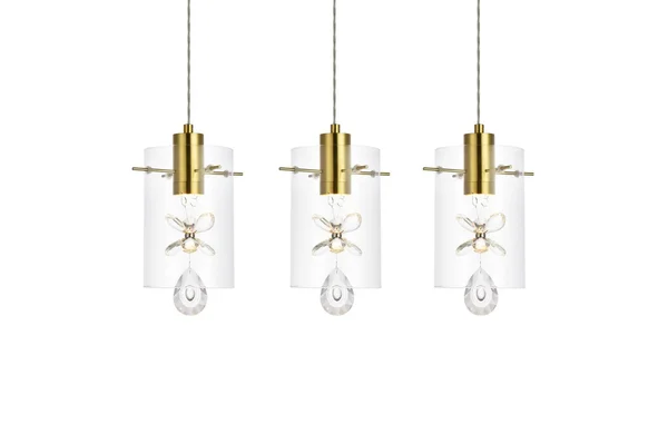 Elegant Lighting 5202D24G Hana 3 Lights Gold Pendant