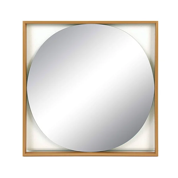 Creative Co-op Square Metal Floating Wall Mirror, Gold Finish