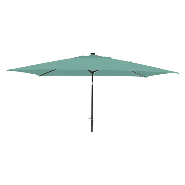 10& x 6& Rectangular Solar Patio Umbrella DuraSeason Fabric Turquoise - Black Pole - Threshold