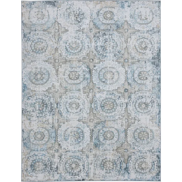 Alise Rugs Emory Transitional Floral Area Rug - 7&10&& x 10&2&& - Light Blue