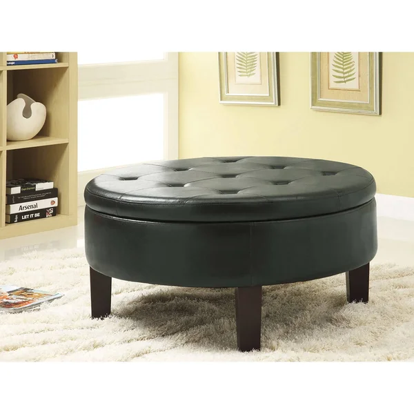 CDecor Sergio Casual Dark Brown Round Ottoman - Medium