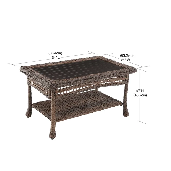 W Unlimited Modern Concept Faux Sea Grass Rattan Coffee Table, Brown