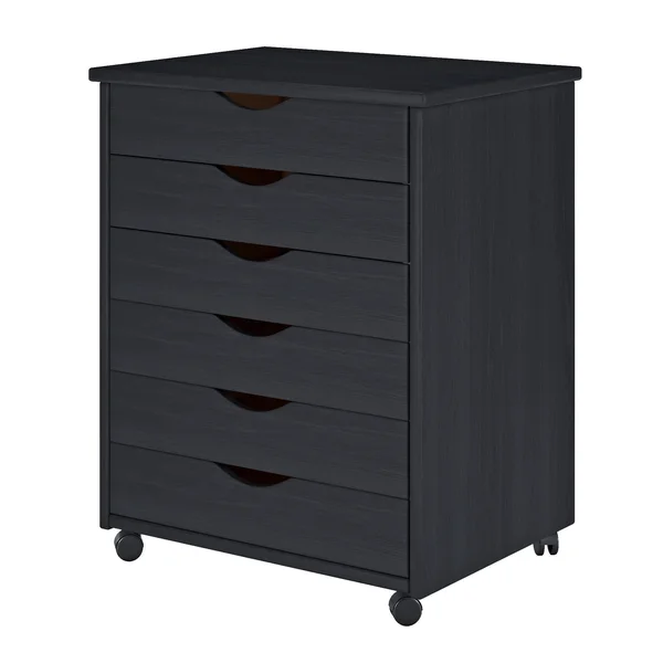 Adeptus 6 Drawer Wide Roll Cart - Black