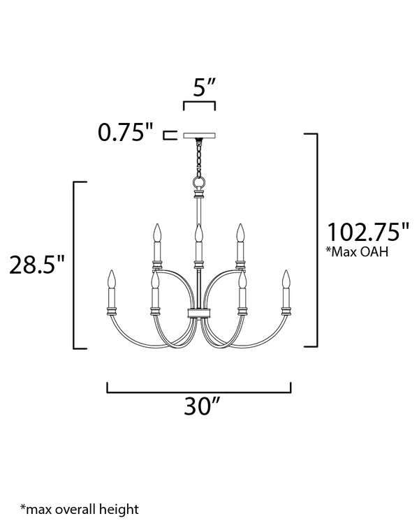 Maxim Charlton 9-Light Chandelier - Black - Antique Brass - 11377BKAB
