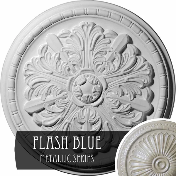 17 1/8x22OD x 1 1/2x22P Washington Ceiling Medallion (Fits Canopies Up to 2 7/8x22), Hand-Painted Flash Blue